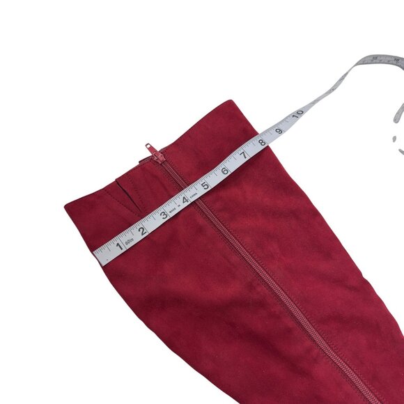 Journee Collection Women Red Knee-High Heeled Boots With Ruffle Detail Size 9 - Picture 6 of 15